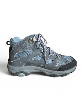 Merrell Kids Waterproof Mid Hiking Boots Outdoor Shoes Gray Blue Girls Size 3